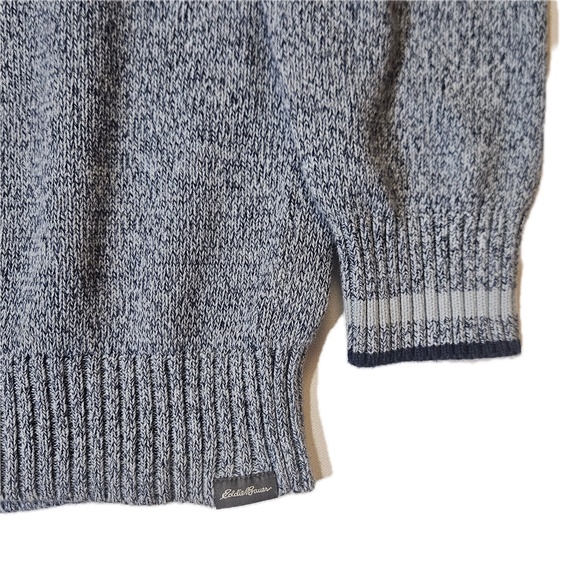 Eddie Bauer Sweater Mens Large Blue Marbled Cotton Crewneck Pullover Knit Casual - Picture 4 of 6